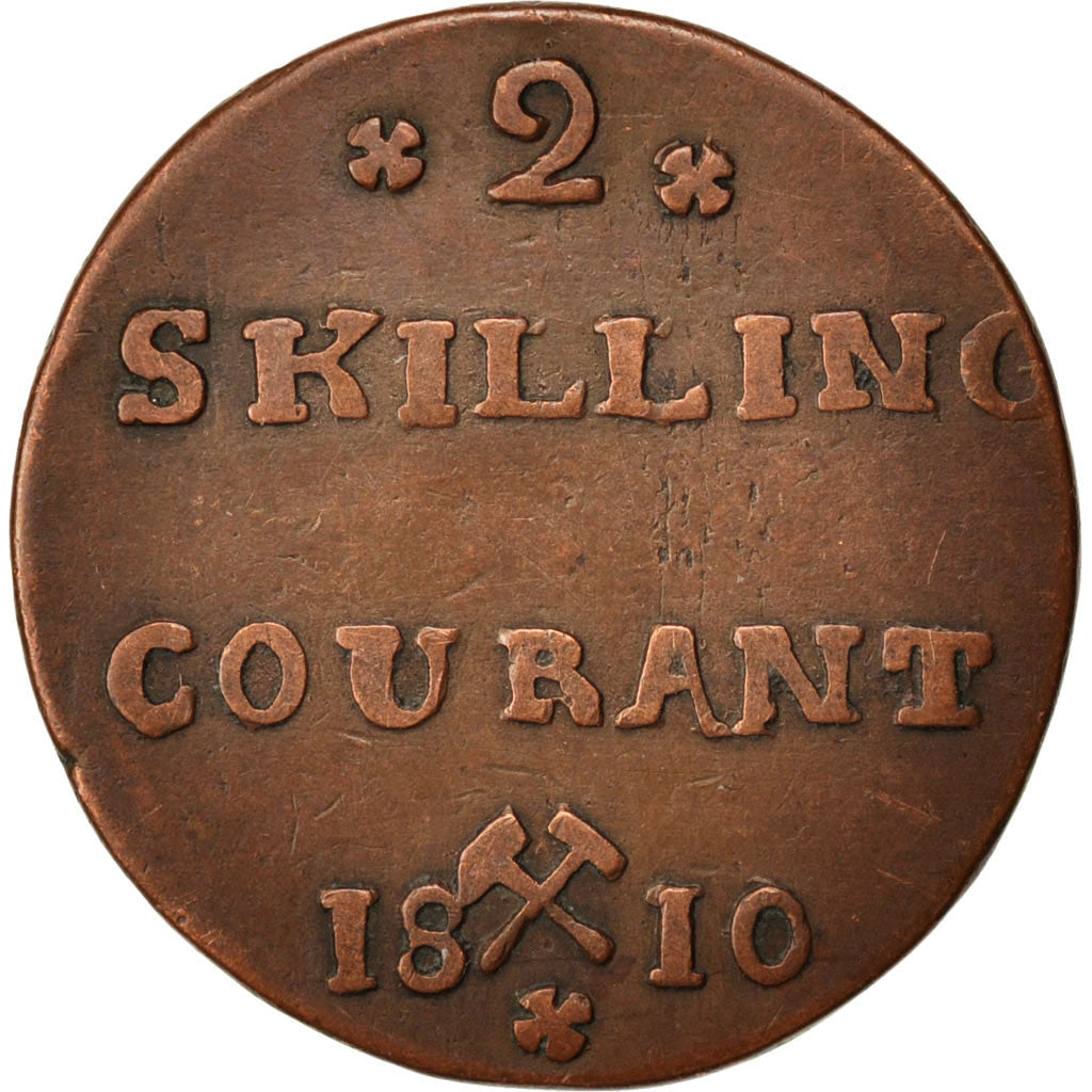 NORWAY, 2 Skilling, 1810, KM #280.1, VF(30-35), Copper, 8.24
