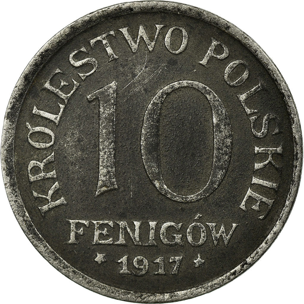 Coin, Poland, 10 Fenigow, 1917, Stuttgart, Germany, VF(20-25), Iron, KM:6