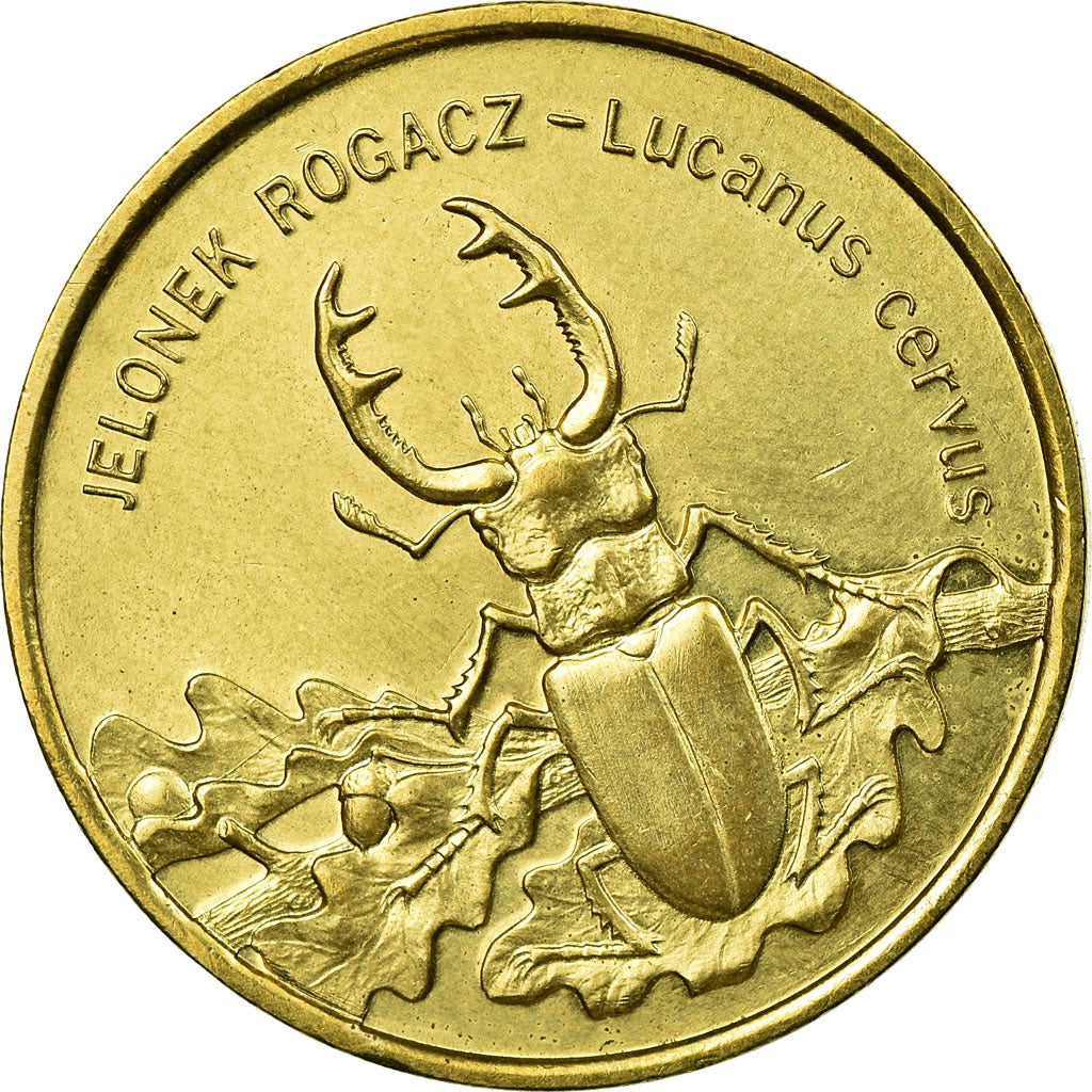 Moneta, Polonia, Jelonek Rogacz - Lucanus cervus., 2 Zlote, 1997, Warsaw, BB