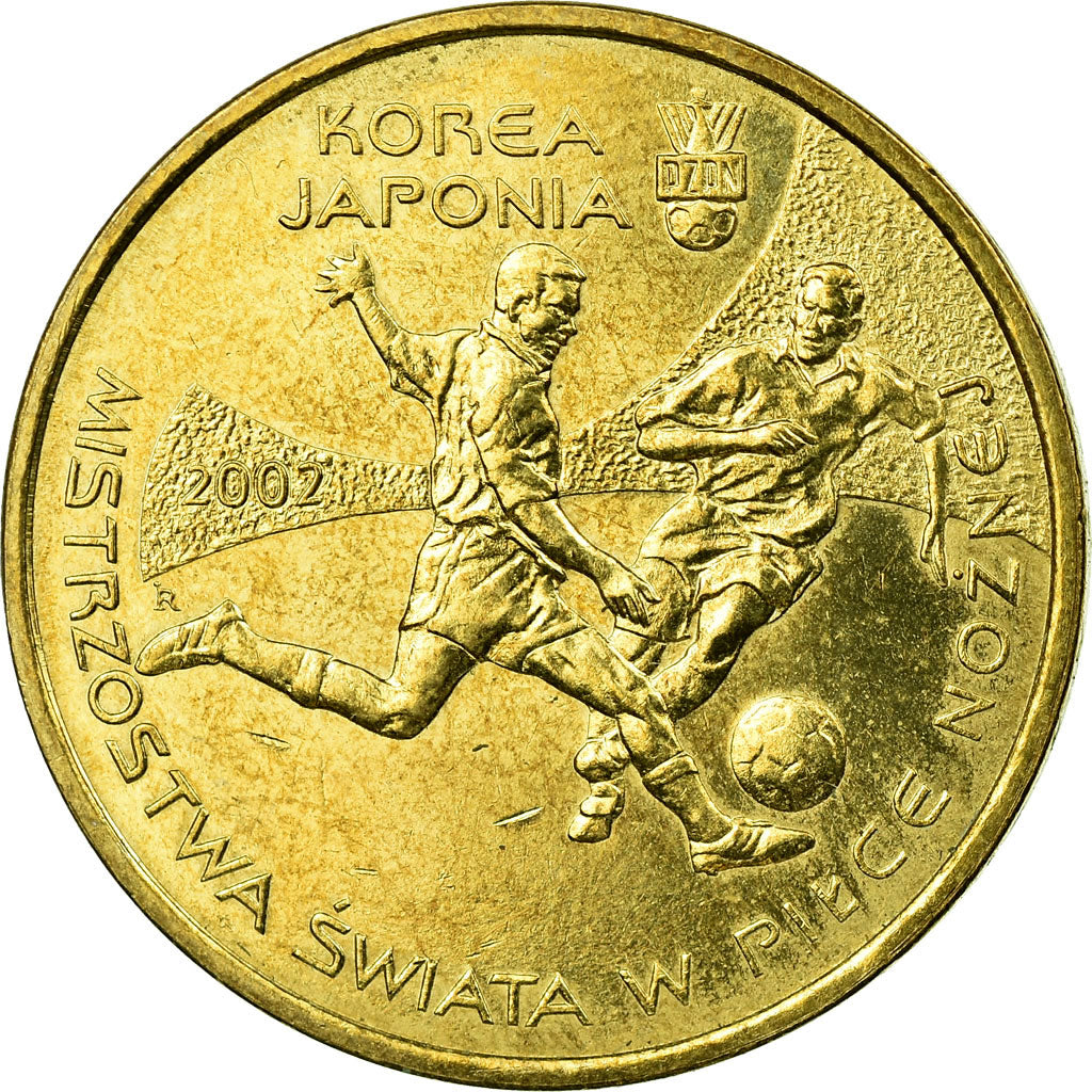 Coin, Poland, World Cup Soccer Games, 2 Zlote, 2002, Warsaw, EF(40-45), Brass