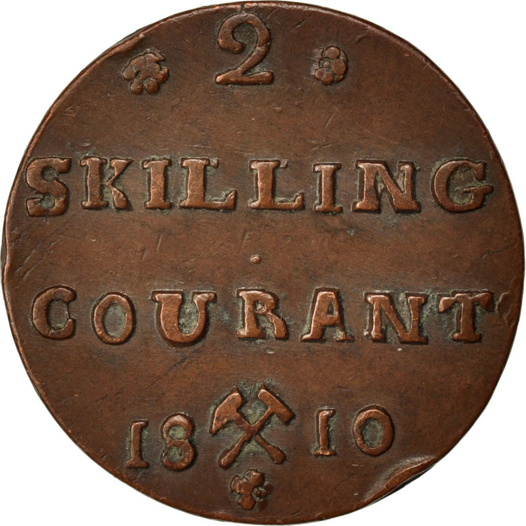 NORWAY, 2 Skilling, 1810, KM #280.1, EF(40-45), Copper, 8.25