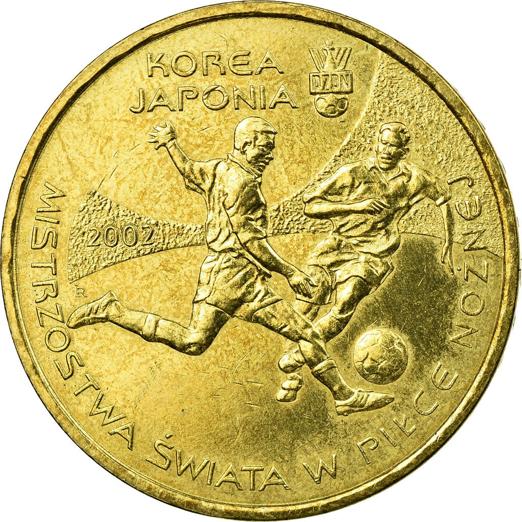 Coin, Poland, World Cup Soccer Games, 2 Zlote, 2002, Warsaw, EF(40-45), Brass