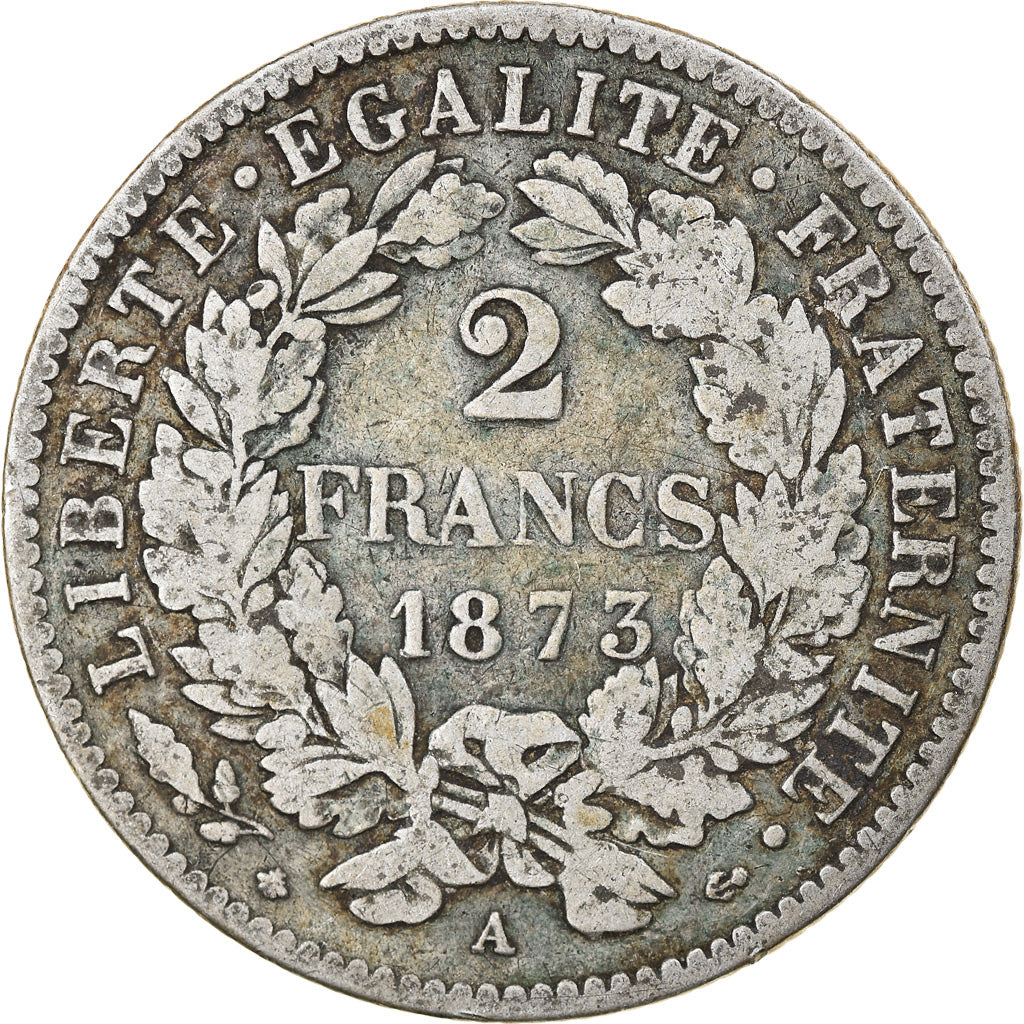 Monnaie, France, Cérès, 2 Francs, 1873, Paris, TB, Argent, Gadoury:530a