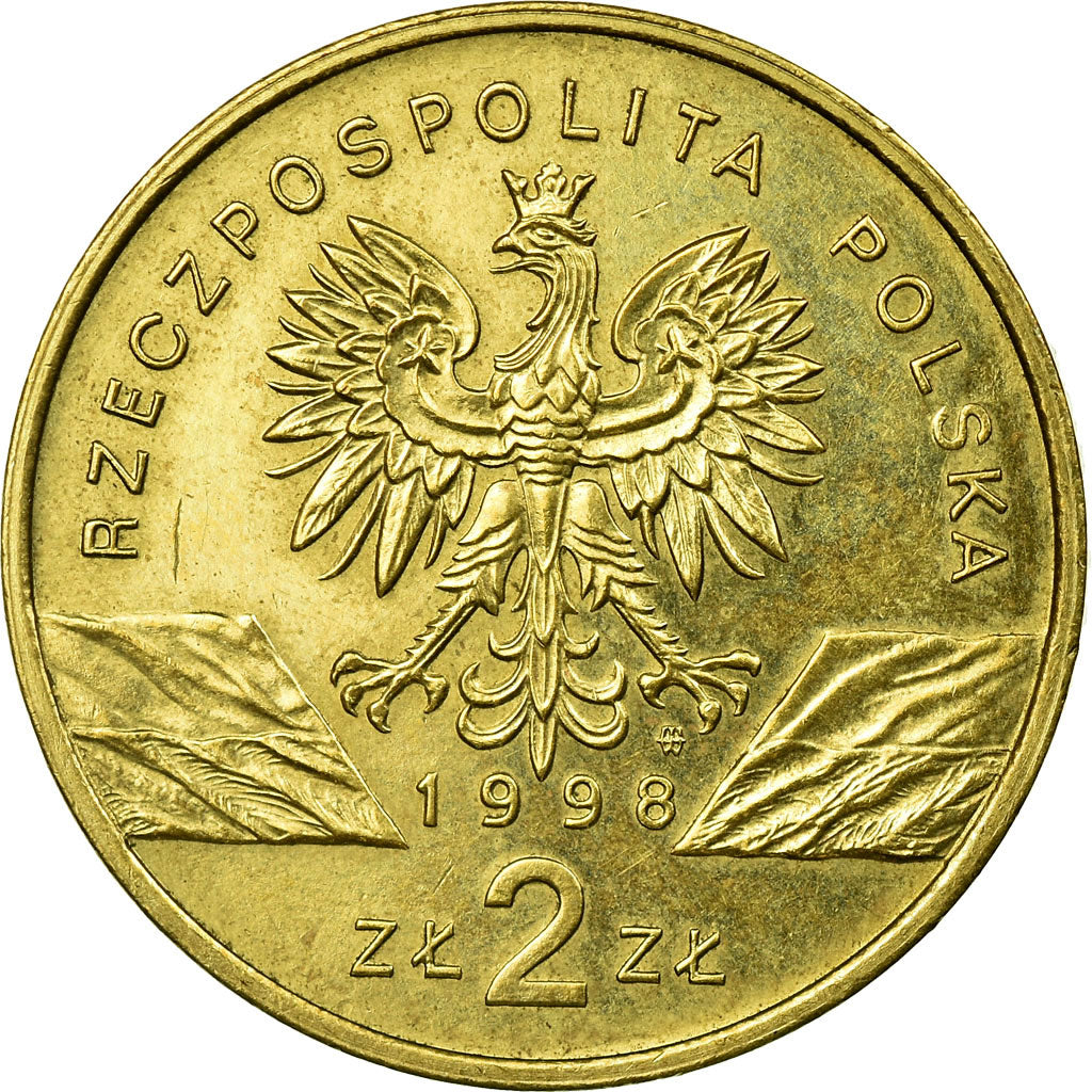 Coin, Poland, Toad, 2 Zlote, 1998, Warsaw, EF(40-45), Brass, KM:340