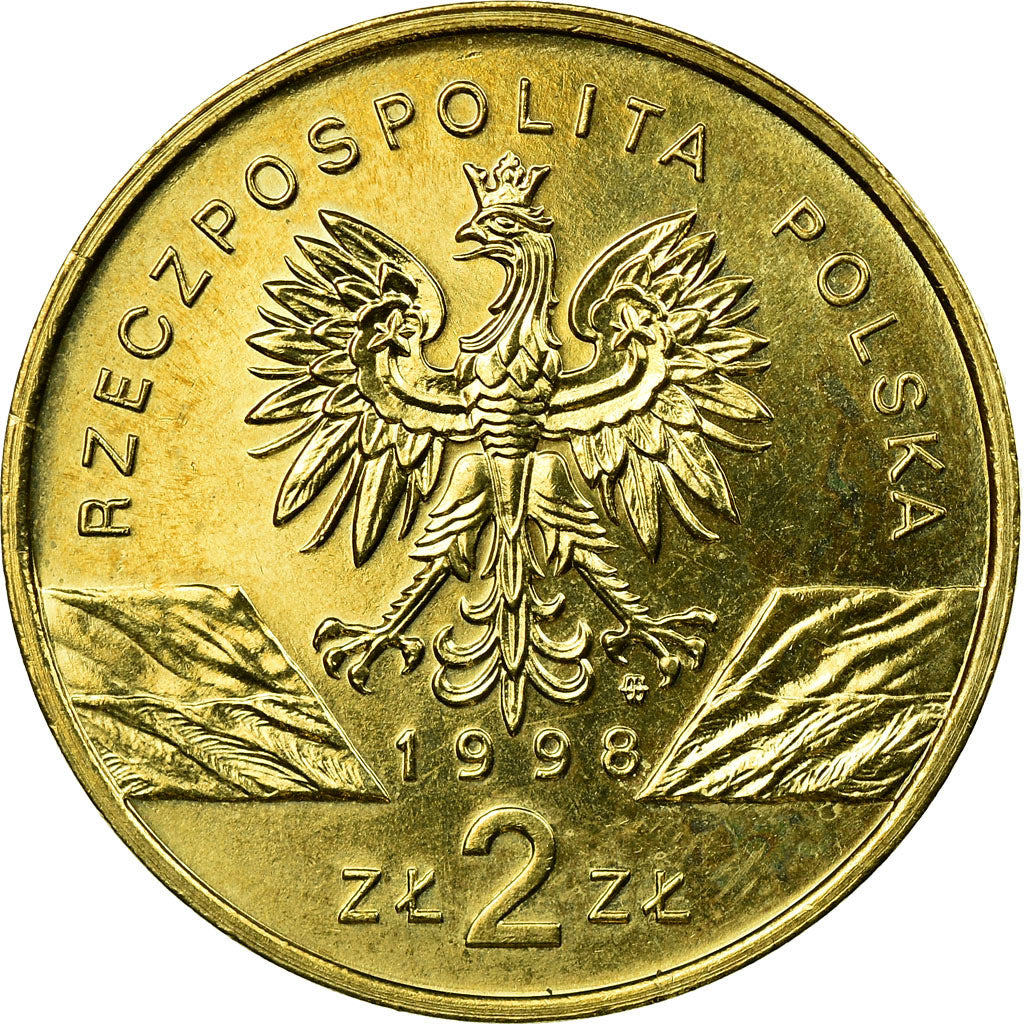 Coin, Poland, Toad, 2 Zlote, 1998, Warsaw, EF(40-45), Brass, KM:340