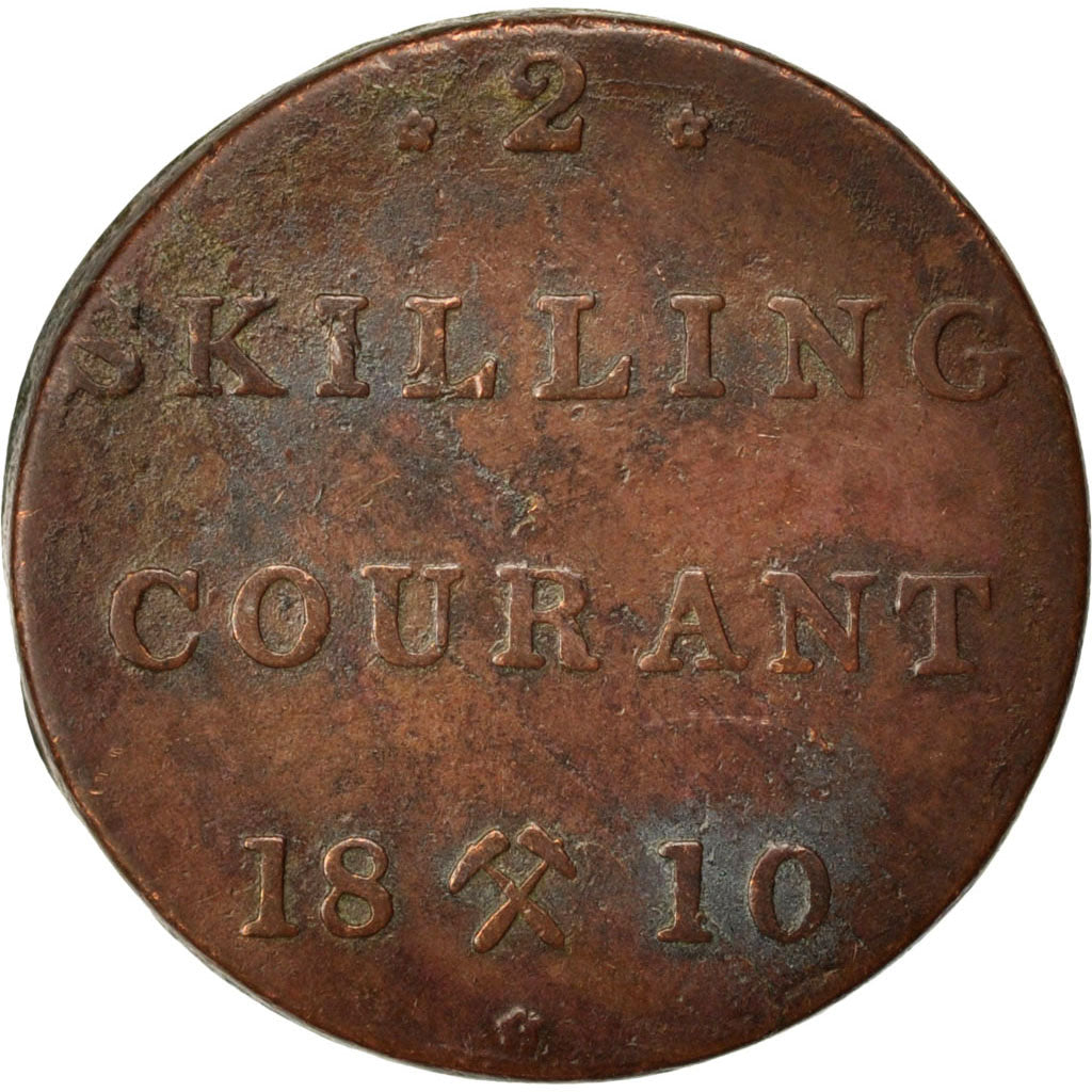 NORWAY, 2 Skilling, 1810, KM #280.1, EF(40-45), Copper, 9.34