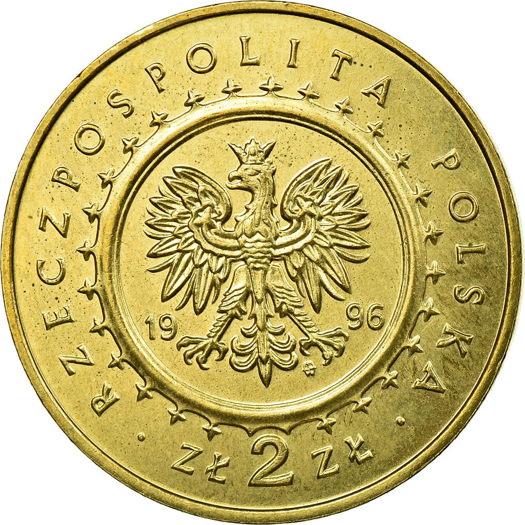 Moneta, Polonia, Castle and shield, 2 Zlote, 1996, Warsaw, BB, Ottone, KM:313