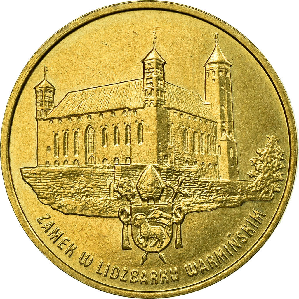 Coin, Poland, Castle and shield, 2 Zlote, 1996, Warsaw, EF(40-45), Brass, KM:313