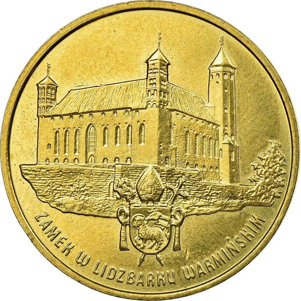 Coin, Poland, Castle and shield, 2 Zlote, 1996, Warsaw, EF(40-45), Brass, KM:313