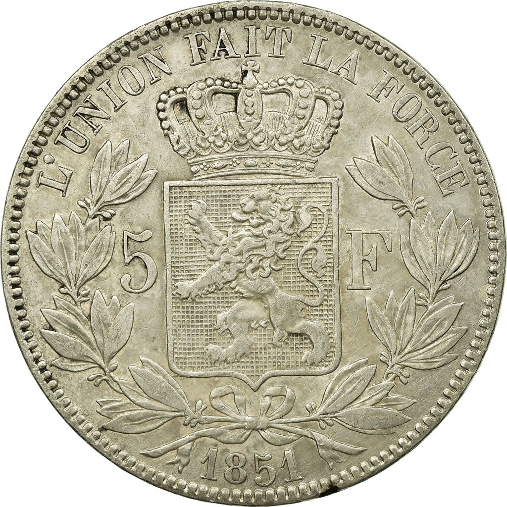 Coin, Belgium, Leopold I, 5 Francs, 5 Frank, 1851, EF(40-45), Silver, KM:17