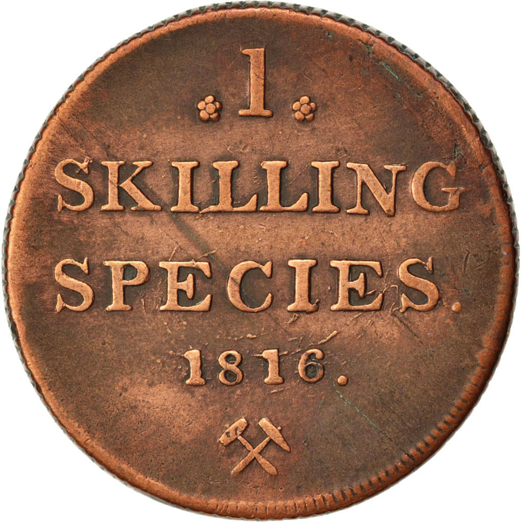 NORWAY, Skilling, 1816, KM #284, EF(40-45), Copper, 27.5, 10.84