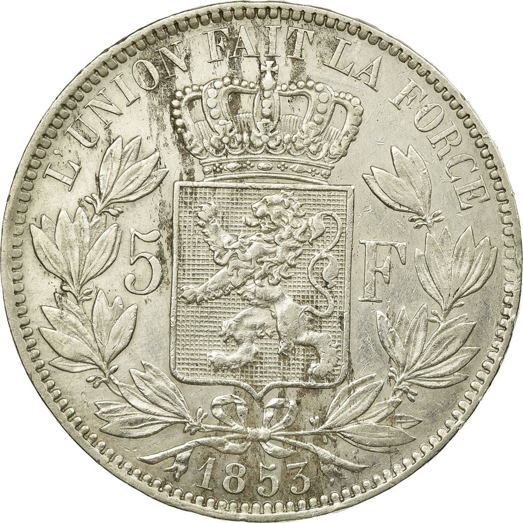 Coin, Belgium, Leopold I, 5 Francs, 5 Frank, 1853, EF(40-45), Silver, KM:17