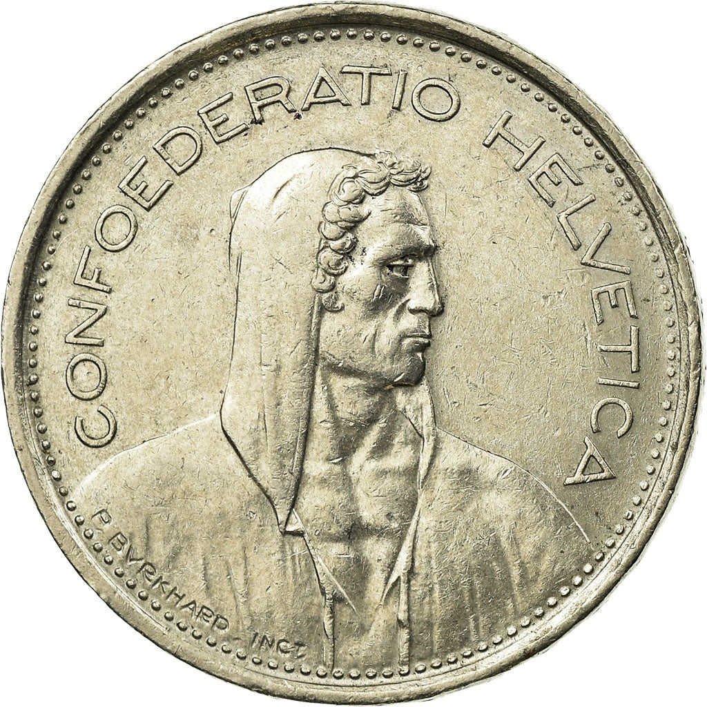 Coin, Switzerland, William Tell, 5 Francs, 1968, Bern, EF(40-45), Copper-nickel
