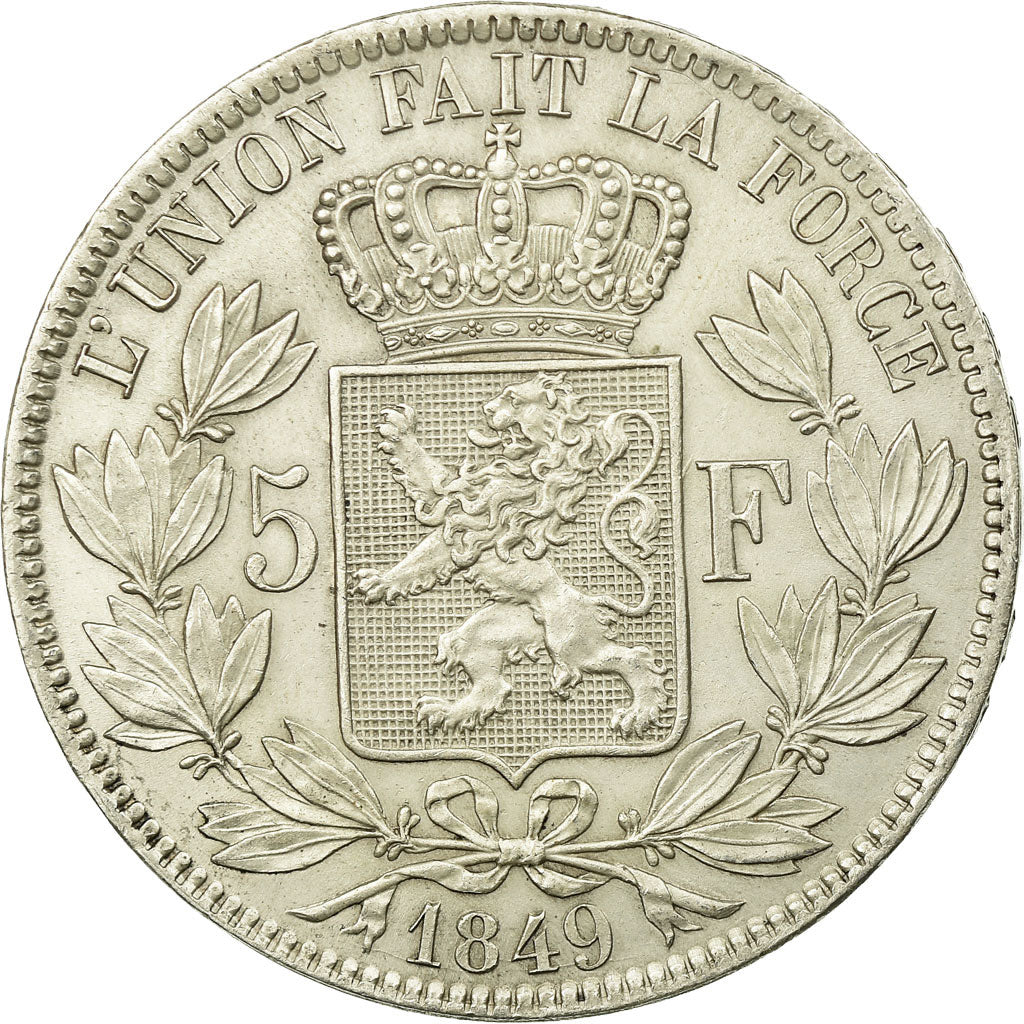 Coin, Belgium, Leopold I, 5 Francs, 5 Frank, 1849, AU(55-58), Silver, KM:17