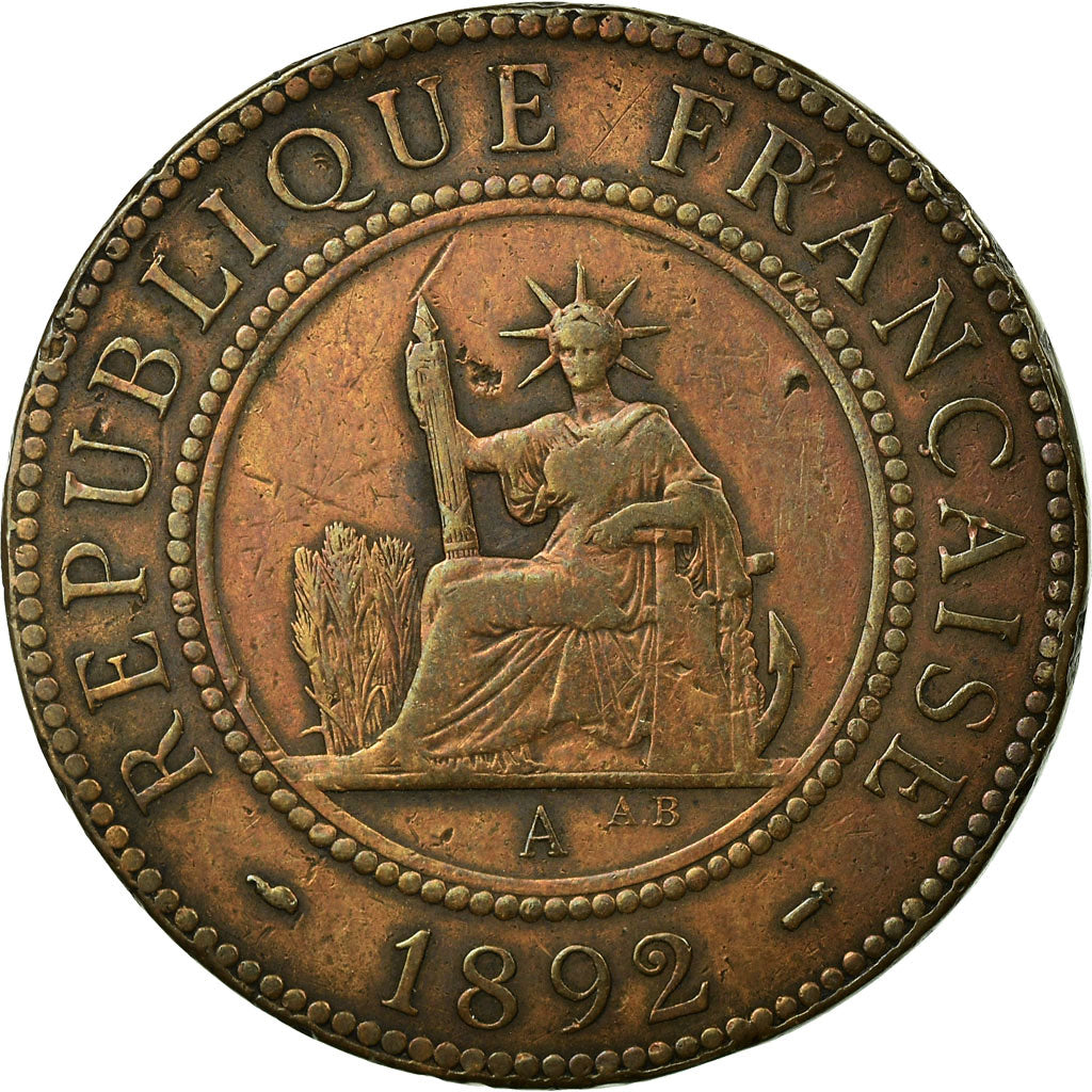 Coin, FRENCH INDO-CHINA, Cent, 1892, Paris, VF(30-35), Bronze, KM:1