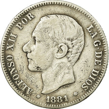 Monnaie, Espagne, Alfonso XII, 2 Pesetas, 1881, Madrid, TB, Argent, KM:678.2