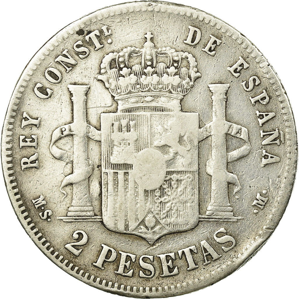 Coin, Spain, Alfonso XII, 2 Pesetas, 1881, Madrid, VF(20-25), Silver, KM:678.2