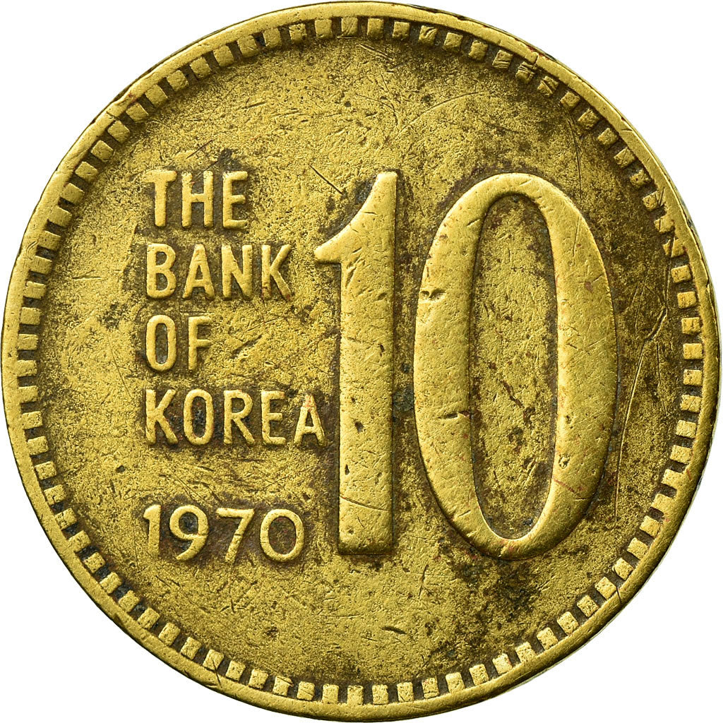 Coin, KOREA-SOUTH, 10 Won, 1970, EF(40-45), Brass, KM:6a