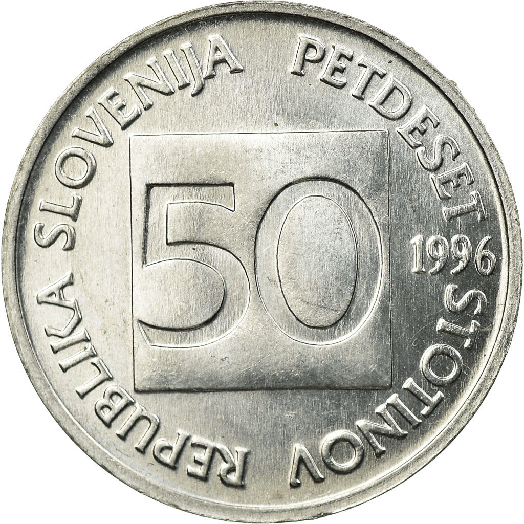Coin, Slovenia, 50 Stotinov, 1996, EF(40-45), Aluminum, KM:3