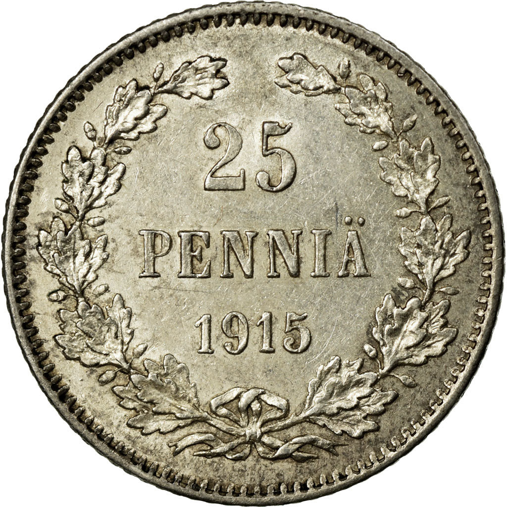 Coin, Finland, Nicholas II, 25 Penniä, 1915, MS(65-70), Silver, KM:6.2