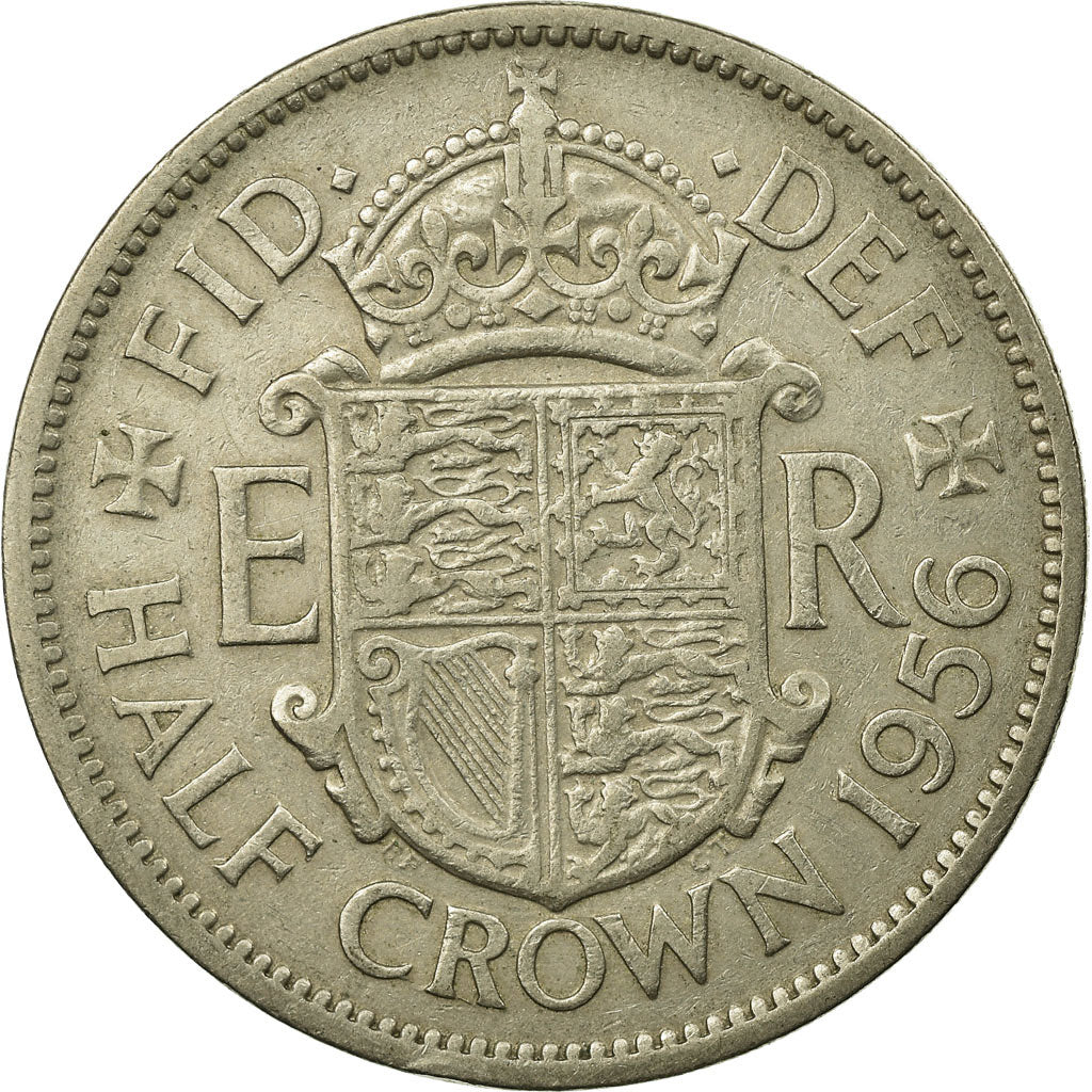 Monnaie, Grande-Bretagne, Elizabeth II, 1/2 Crown, 1956, TB+, Copper-nickel