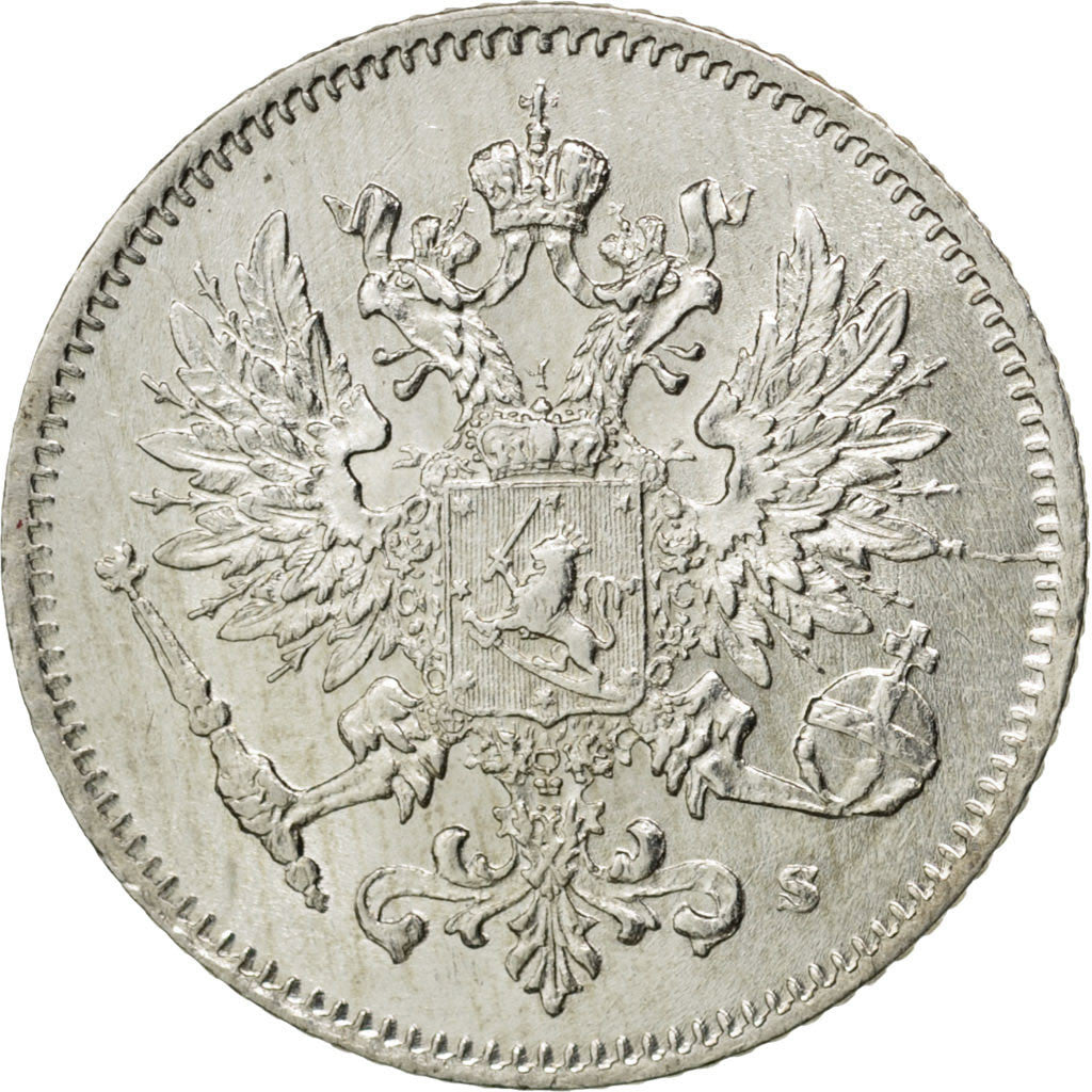 FINLAND, 25 Pennia, 1917, KM #6.2, MS(65-70), Silver, 16, 1.23