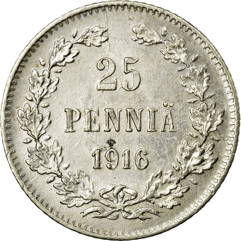 Coin, Finland, Nicholas II, 25 Penniä, 1916, VF(20-25), Silver, KM:6.2