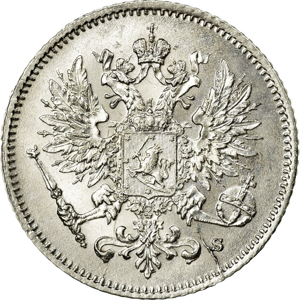 Coin, Finland, Nicholas II, 25 Penniä, 1915, MS(65-70), Silver, KM:6.2
