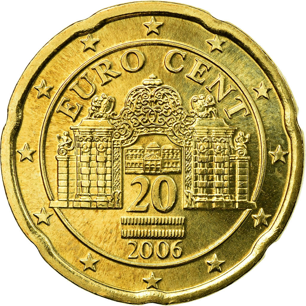 Austria, 20 Euro Cent, 2006, EBC, Latón, KM:3086