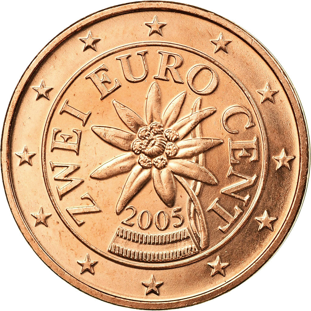 Áustria, 2 Euro Cent, 2005, AU(55-58), Aço Cromado a Cobre, KM:3083