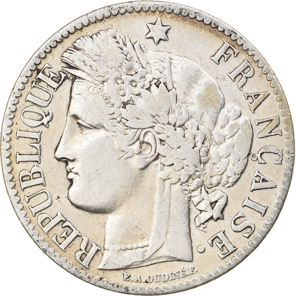 Coin, France, Cérès, 2 Francs, 1887, Paris, VF(30-35), Silver, KM:817.1