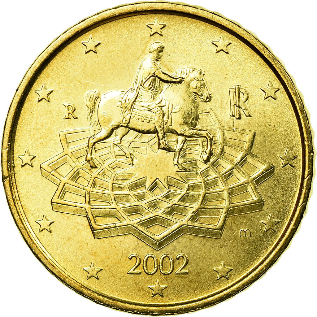 Italy, 50 Euro Cent, 2002, AU(55-58), Brass, KM:215