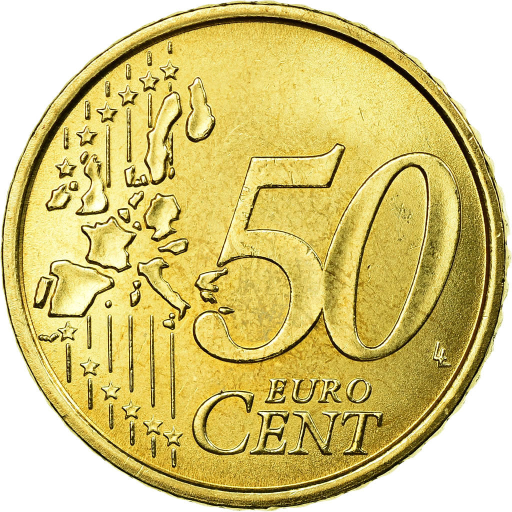 Italy, 50 Euro Cent, 2002, AU(55-58), Brass, KM:215
