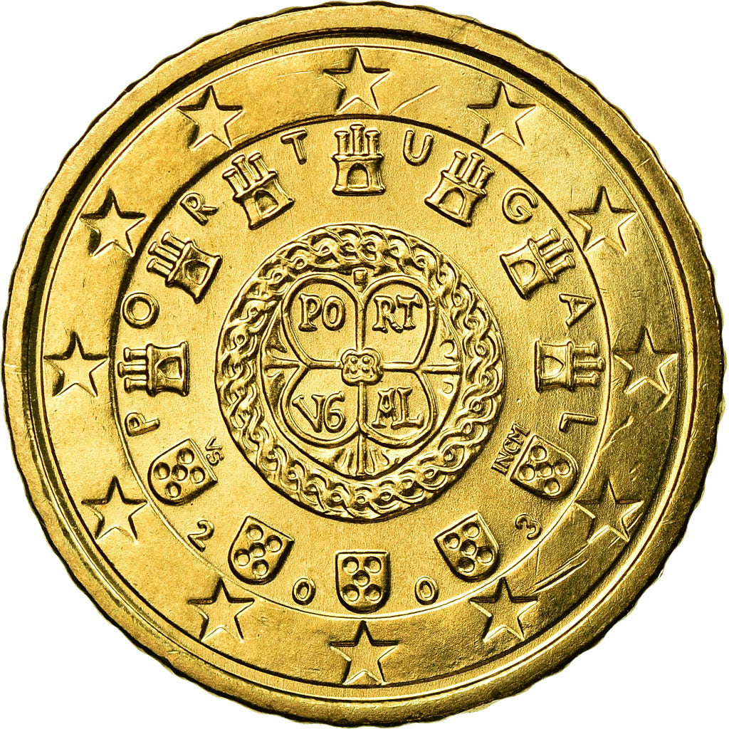 Portugal, 50 Euro Cent, 2003, AU(50-53), Brass, KM:745
