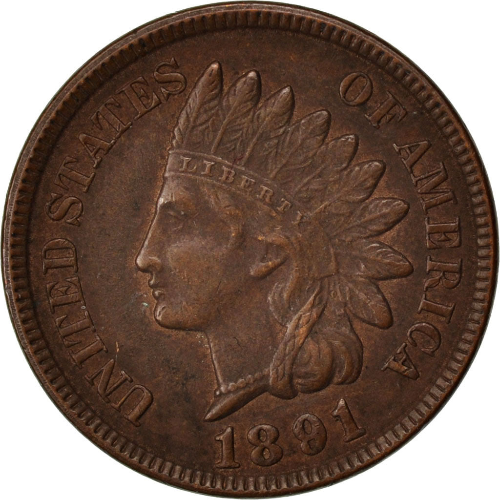 UNITED STATES, Indian Head Cent, Cent, 1891, U.S. Mint, KM #90a, AU(55-58),...
