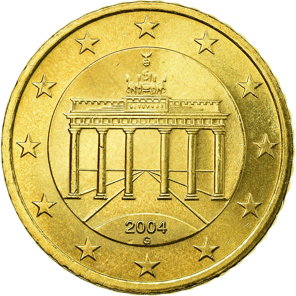 ALEMANIA - REPÚBLICA FEDERAL, 50 Euro Cent, 2004, MBC, Latón, KM:212
