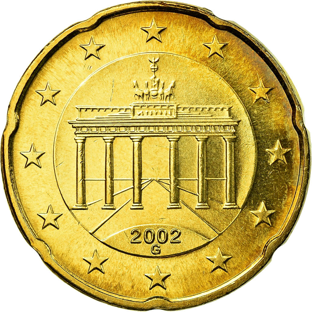 ALEMANIA - REPÚBLICA FEDERAL, 20 Euro Cent, 2002, EBC, Latón, KM:211