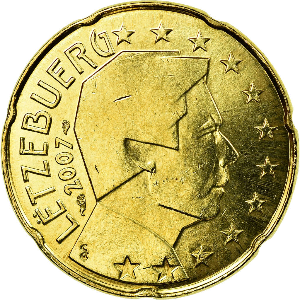 Luxemburg, 20 Euro Cent, 2007, VZ, Messing, KM:90