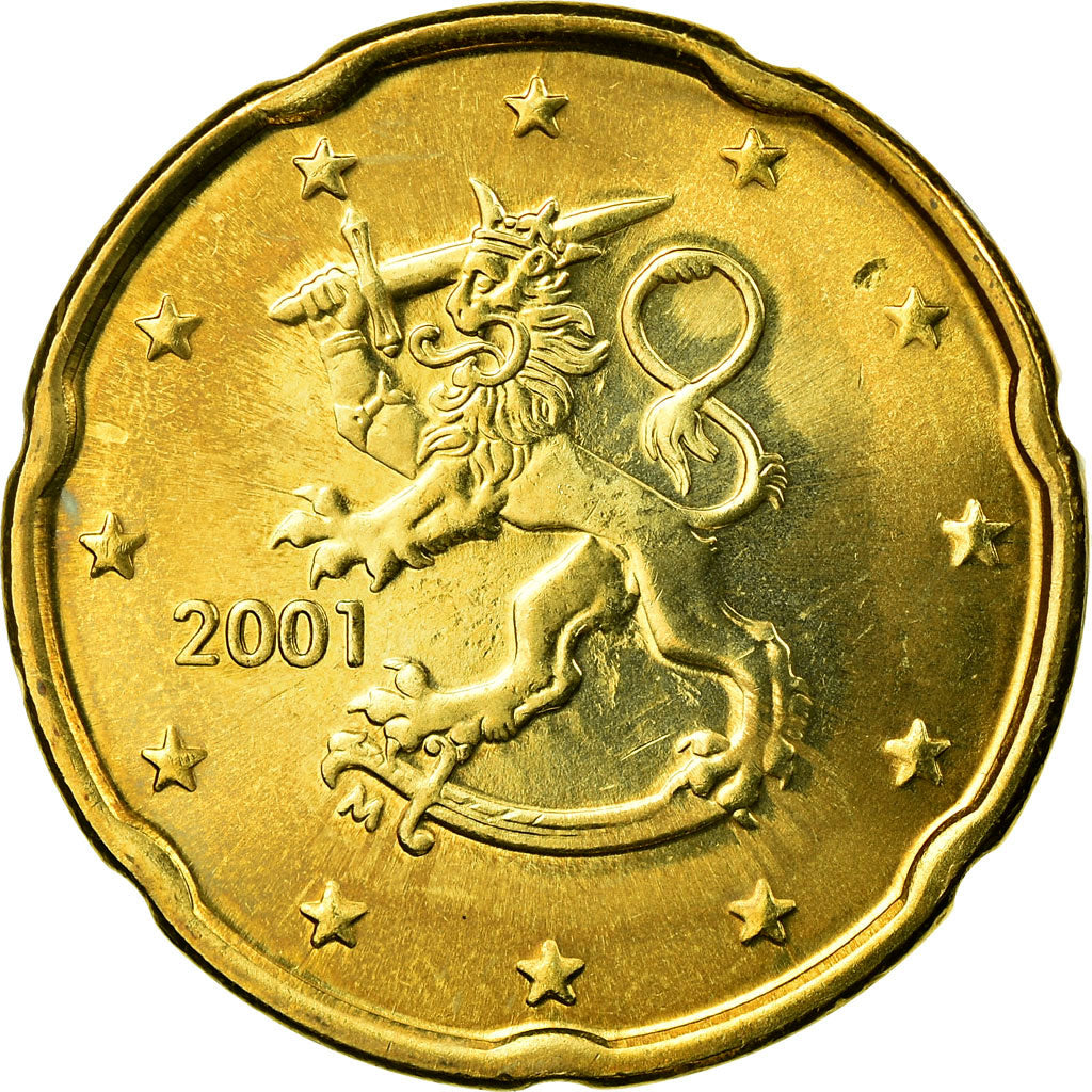 Finland, 20 Euro Cent, 2001, AU(55-58), Brass, KM:102