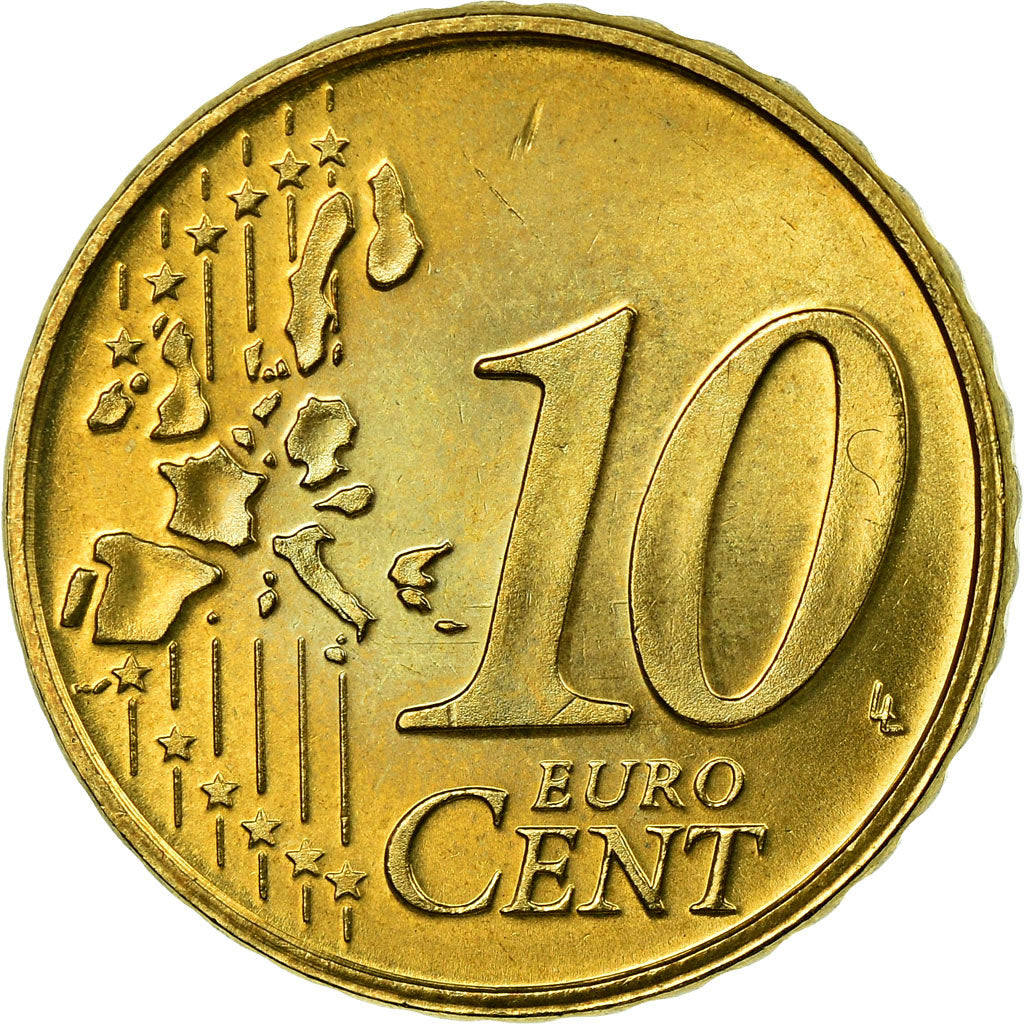Luxembourg, 10 Euro Cent, 2002, AU(55-58), Brass, KM:78