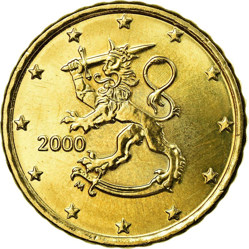 Finland, 10 Euro Cent, 2000, AU(55-58), Brass, KM:101