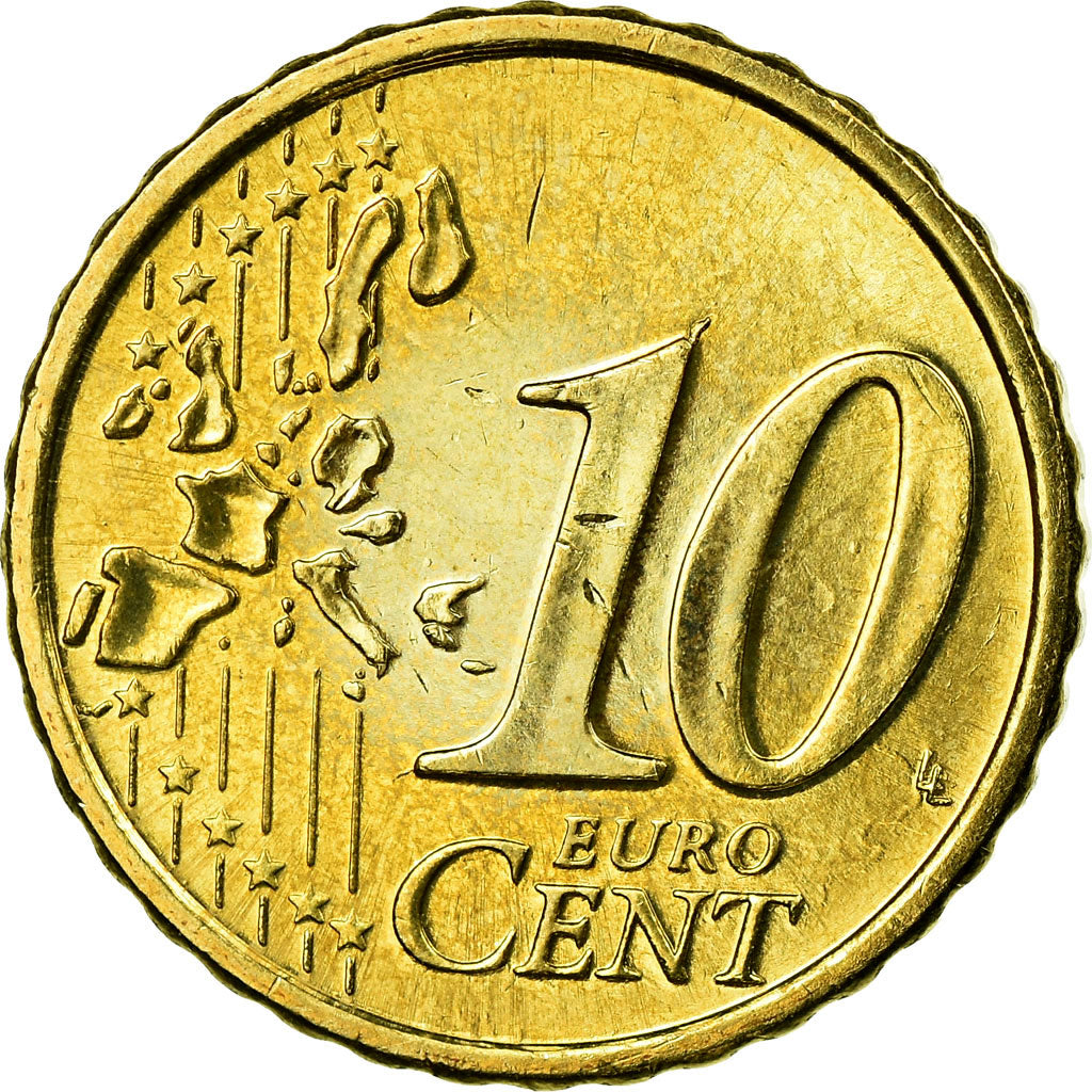 Finland, 10 Euro Cent, 2001, EF(40-45), Brass, KM:101