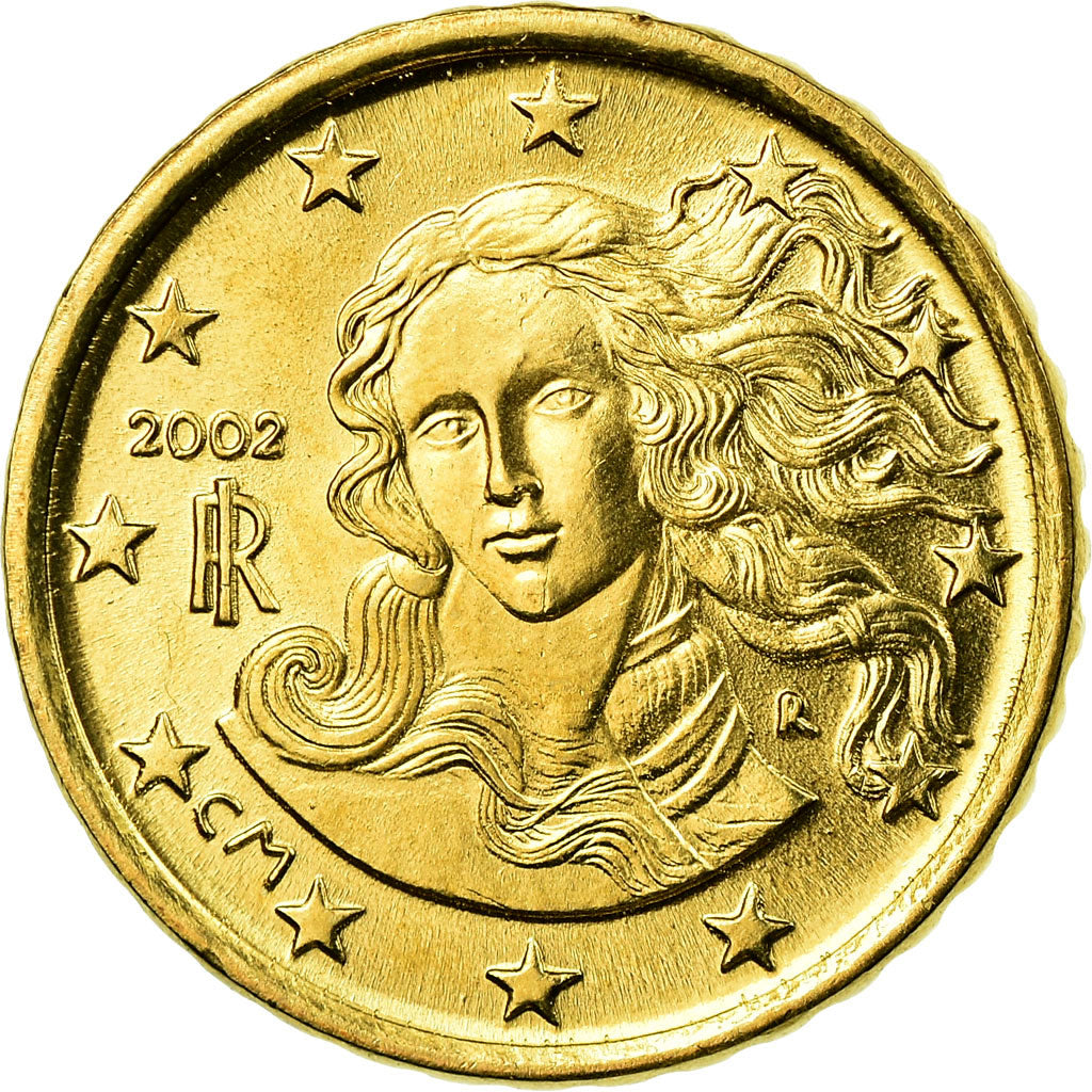 Italy, 10 Euro Cent, 2002, AU(55-58), Brass, KM:213