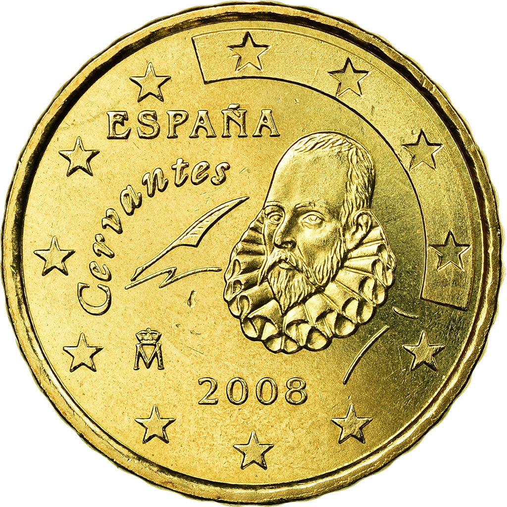 Spain, 10 Euro Cent, 2008, EF(40-45), Brass, KM:1070
