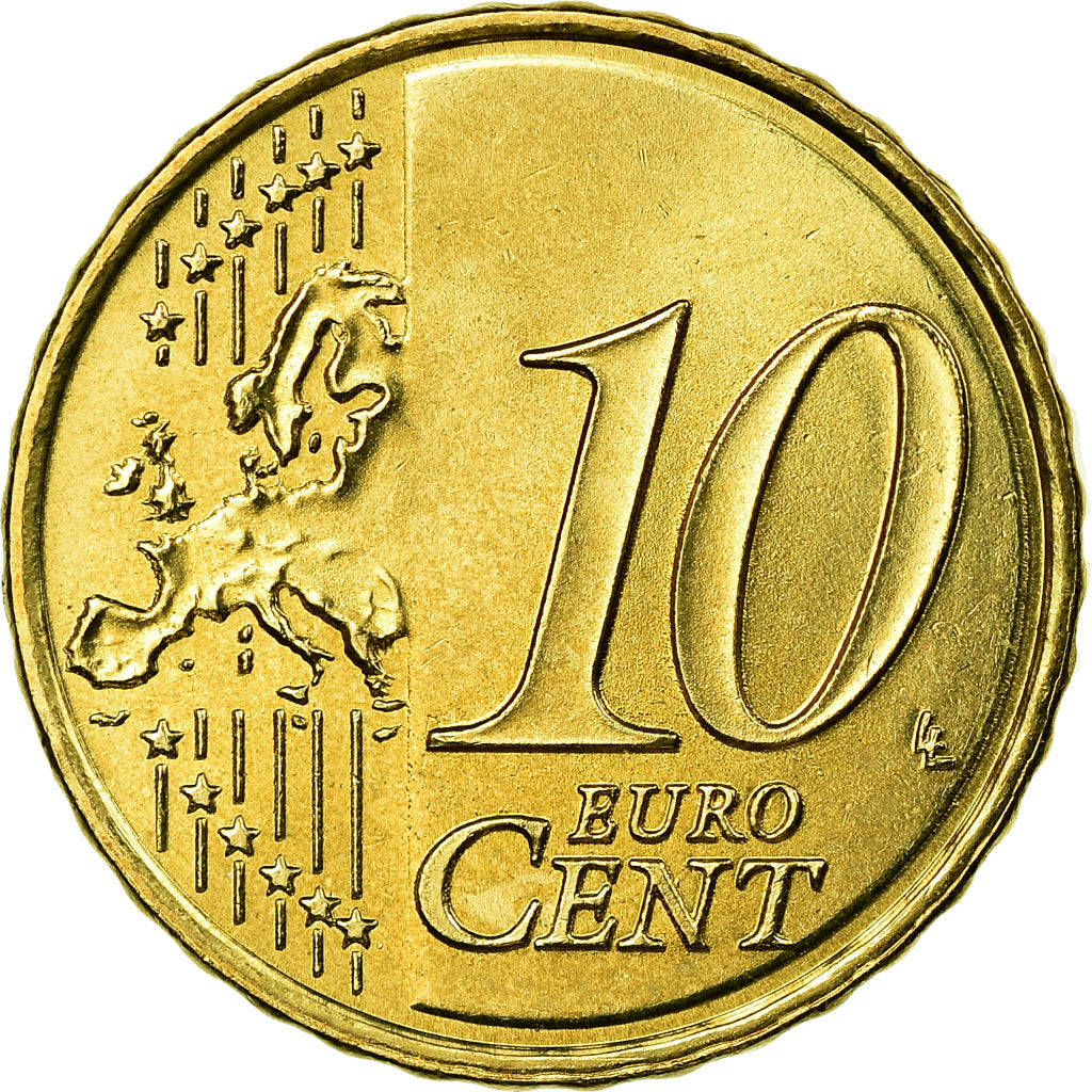 Spain, 10 Euro Cent, 2008, EF(40-45), Brass, KM:1070