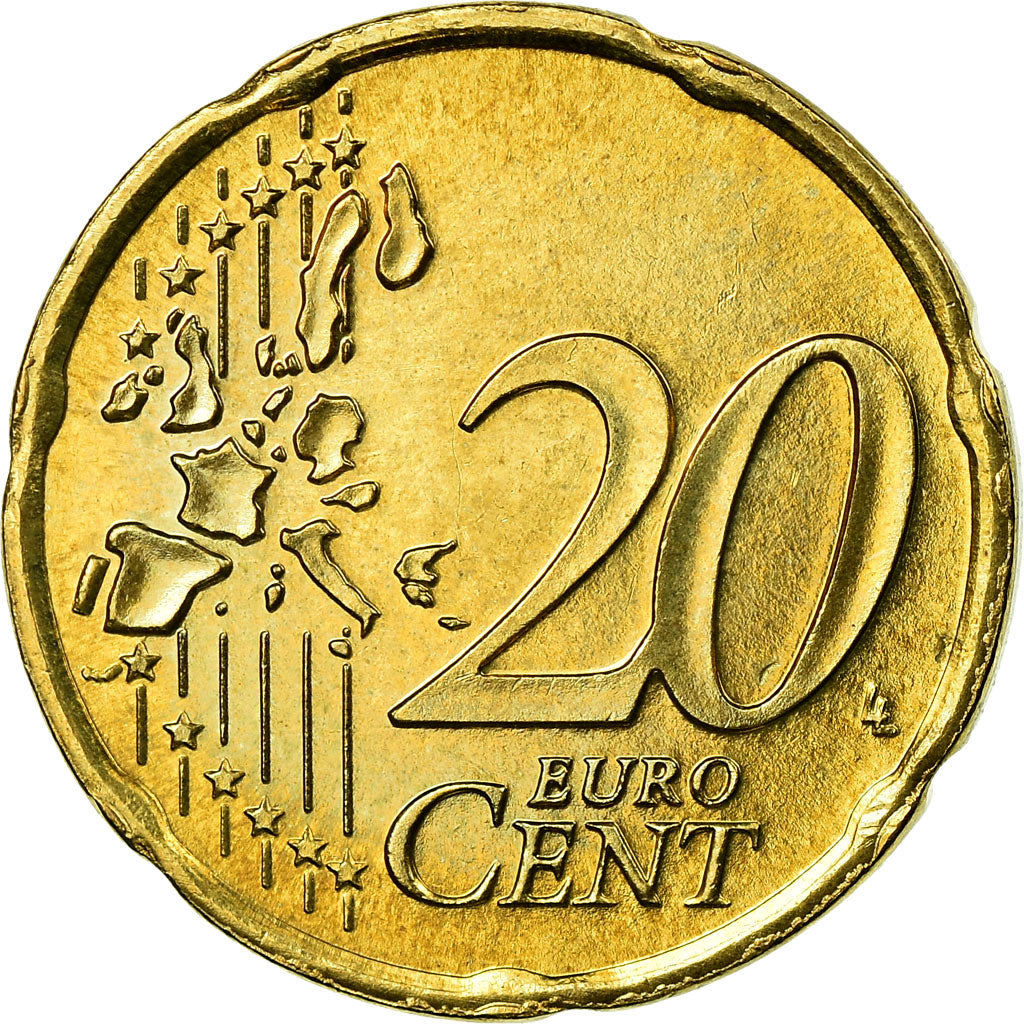 Luksemburg, 20 Euro Cent, 2004, Utrecht, EF(40-45), Mosiądz, KM:79