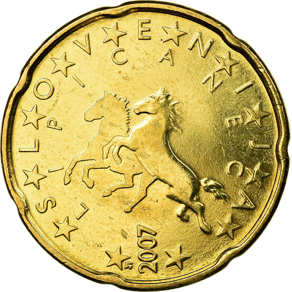 Slovenia, 20 Euro Cent, 2007, EF(40-45), Brass, KM:72