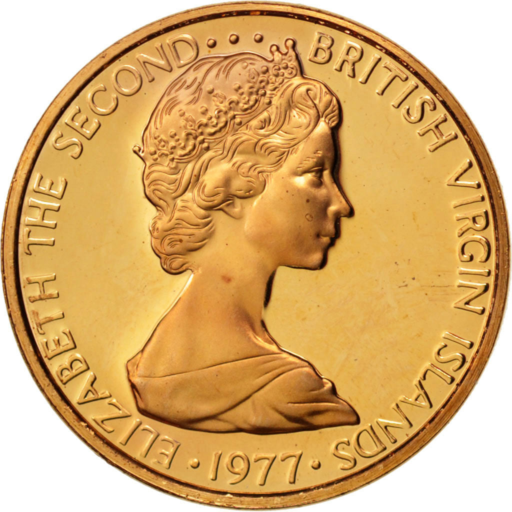 BRITISH VIRGIN ISLANDS, Cent, 1977, Franklin Mint, KM #1, MS(65-70), Bronze,...