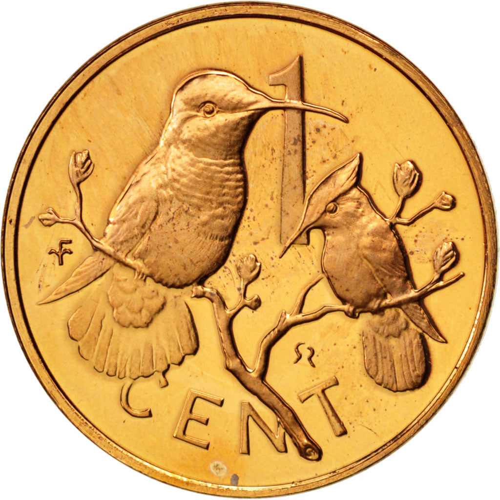 BRITISH VIRGIN ISLANDS, Cent, 1977, Franklin Mint, KM #1, MS(65-70), Bronze,...