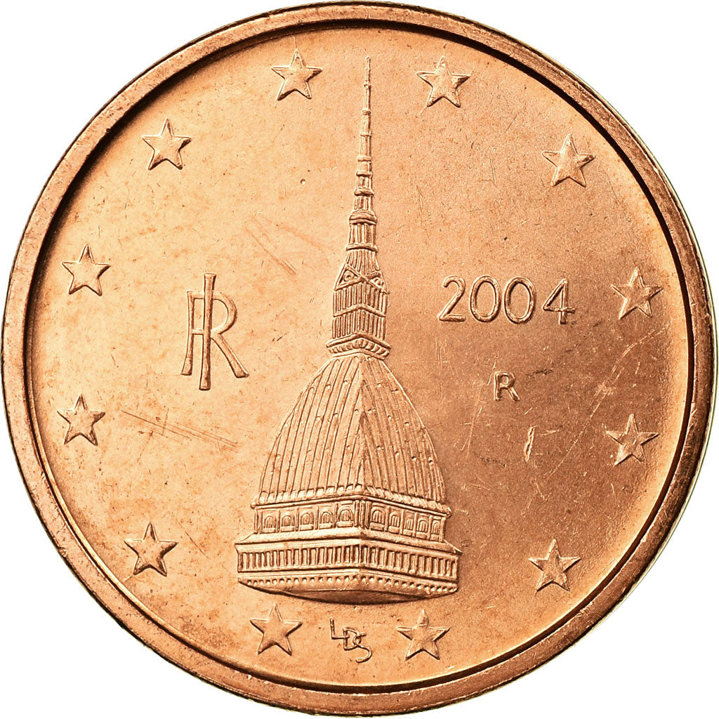 Włochy, 2 Euro Cent, 2004, Rome, AU(55-58), Miedź platerowana stalą, KM:211